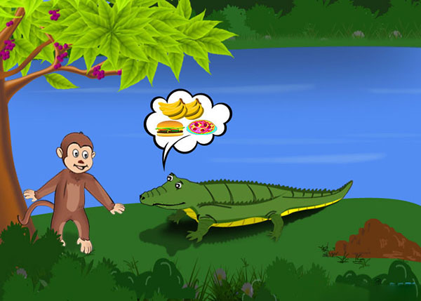 قصة التمساح والقرد